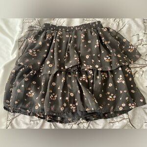 Girls Floral Gray Skirt